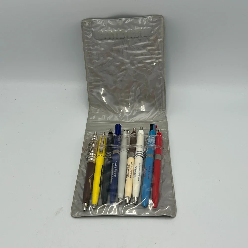 Vintage Salesman Sample Kit Advertising Pen Ballpoint Pens Lot 9 Kwik Klik Click